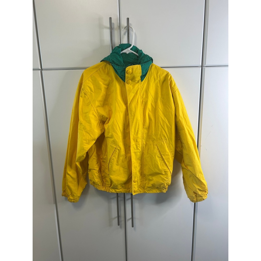 Vintage True Breed Yellow Green Colorblock Windbreaker Jacket Mens Medium Cotton